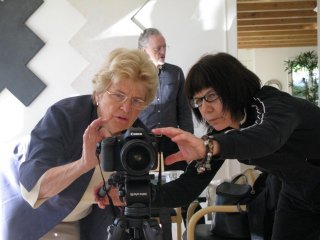 Director Martha Davis (left) with Director of Photography Lisa Rinzler and Sound Engineer Orin Buck in background